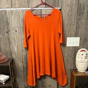 Women's Scoop Neck Midi Dress in Bright Orange